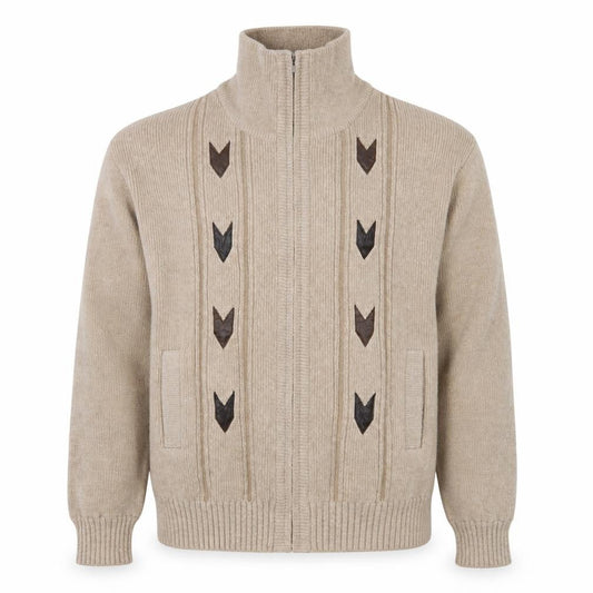 Todd Baxter Men's Beige Wool Blend Full Zip Jumper M
