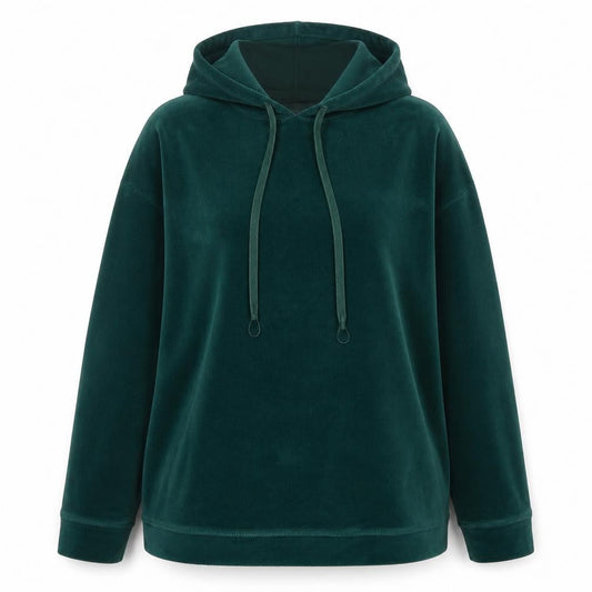 Deane & White Women Green Velour Pullover Hoodie Size M