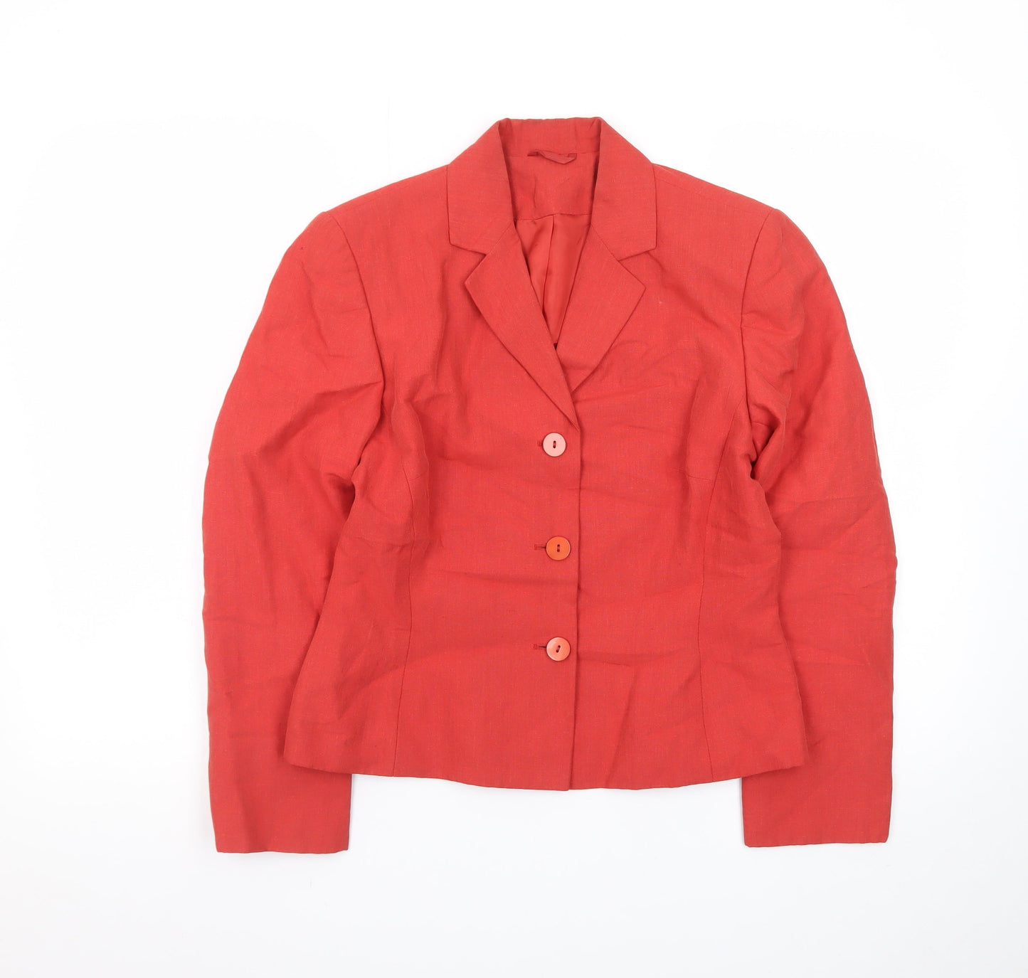 Principles Petite Red Linen Blend Single-Breasted Blazer Size 10