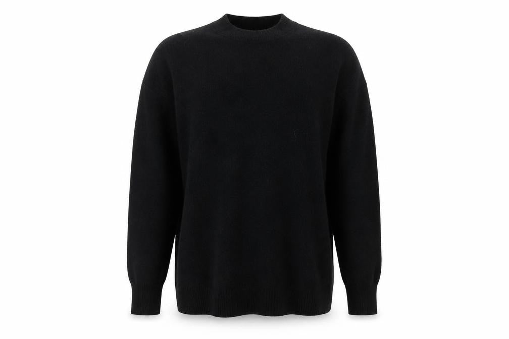 Mango Women's Black Crew Neck Knit Pullover Jumper Medium
