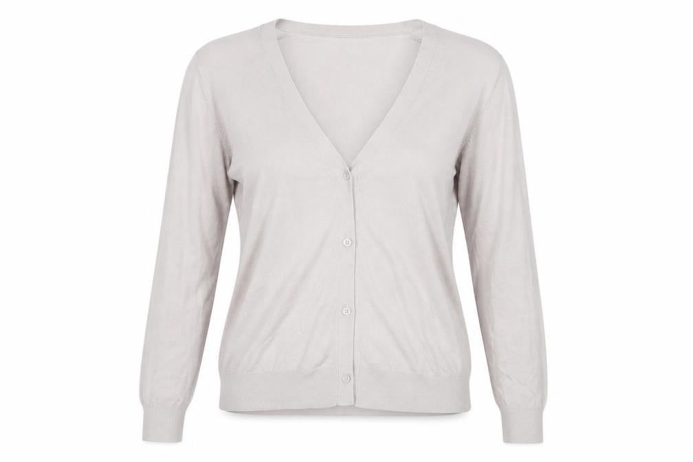 Uniqlo Women Beige V-Neck Long Sleeve Button Cardigan XL