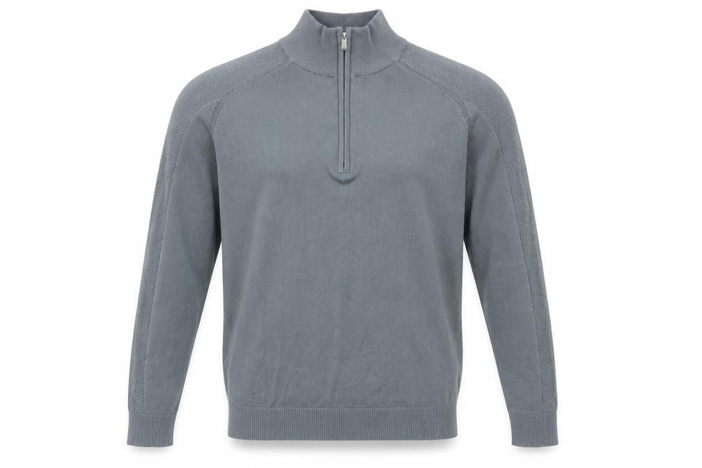 Marks & Spencer Men's Grey Cotton Modal 1/2 Zip Jumper M Regular