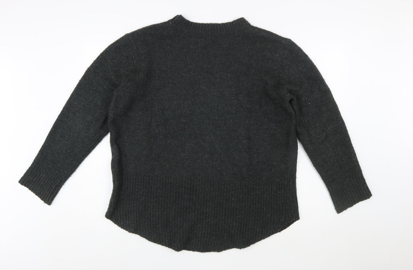 Pull & Bear Women Grey Wool Blend Crew Neck Pullover Jumper Size 12