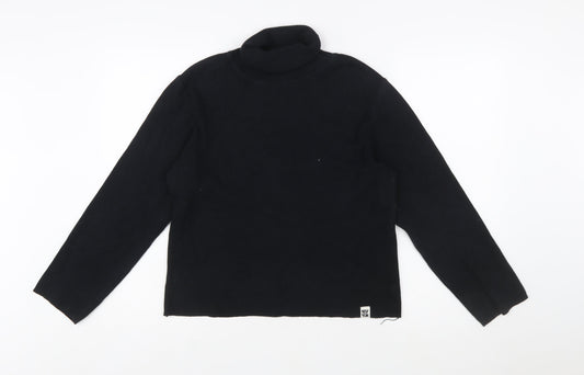 YAK Womens Black Roll Neck Long Sleeve Slim Fit Cotton Jumper Size L
