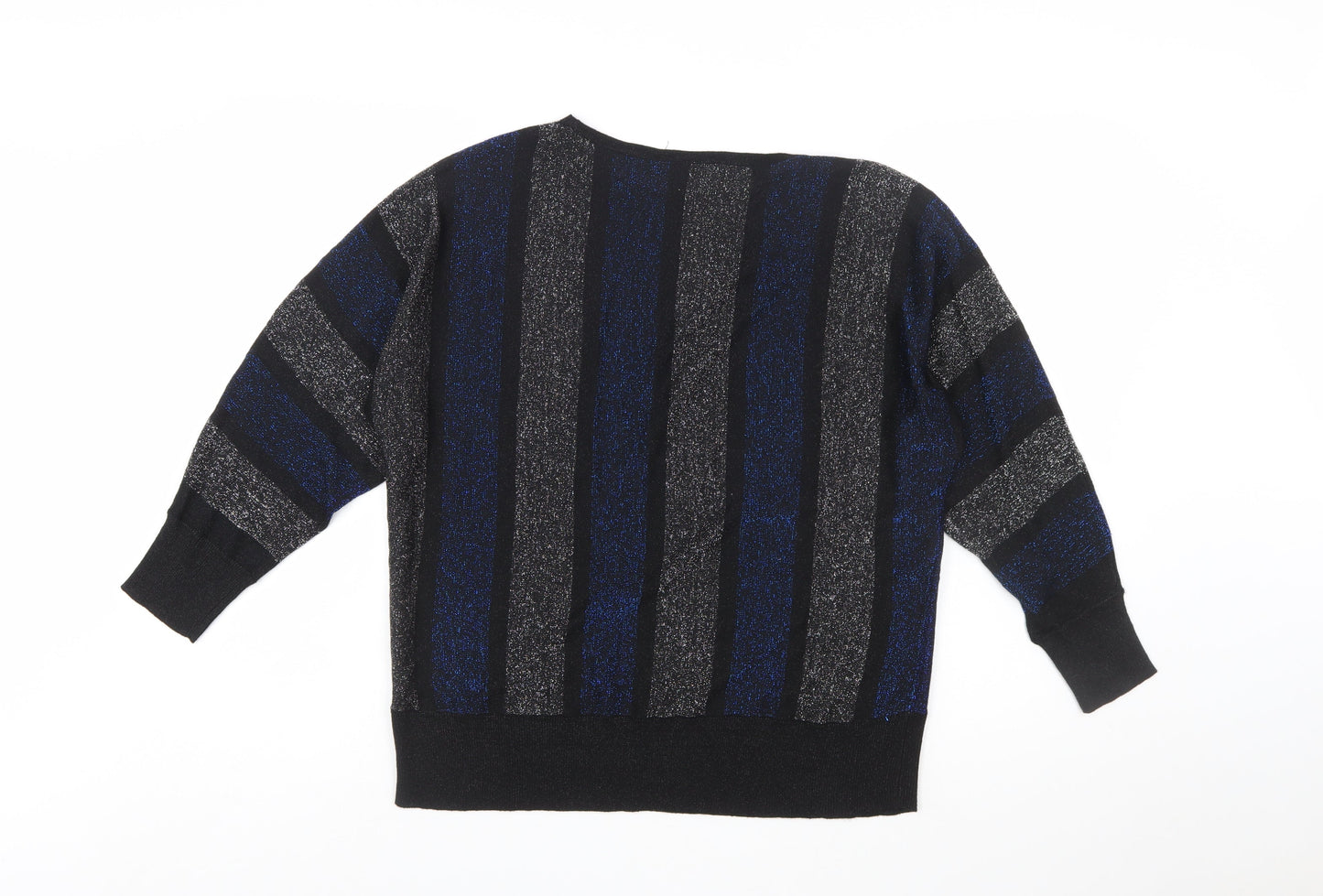 M&Co Women's Multicoloured Striped Jumper Size 12 Crew Neck Knit