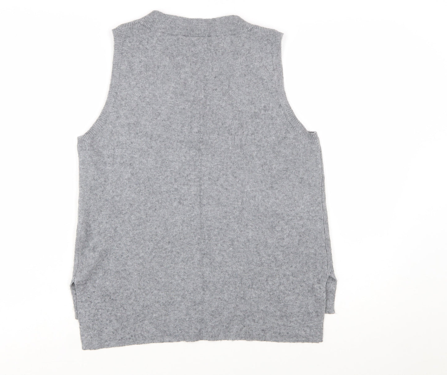 Vila Womens Grey V-Neck Knit Sleeveless Vest Jumper Size L