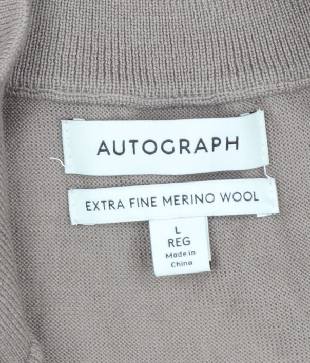 Marks and Spencer Men’s Beige Merino Wool 1/4 Zip Jumper L