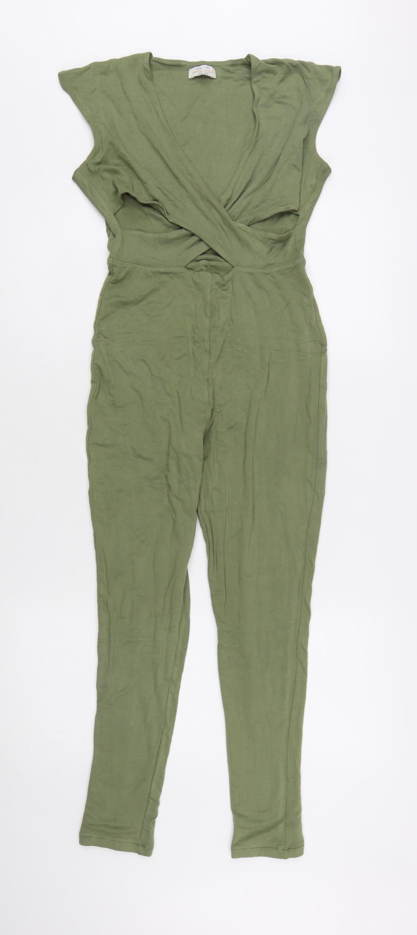 Oh Polly Women’s Green Sleeveless Wrap Slim Jumpsuit Size 12