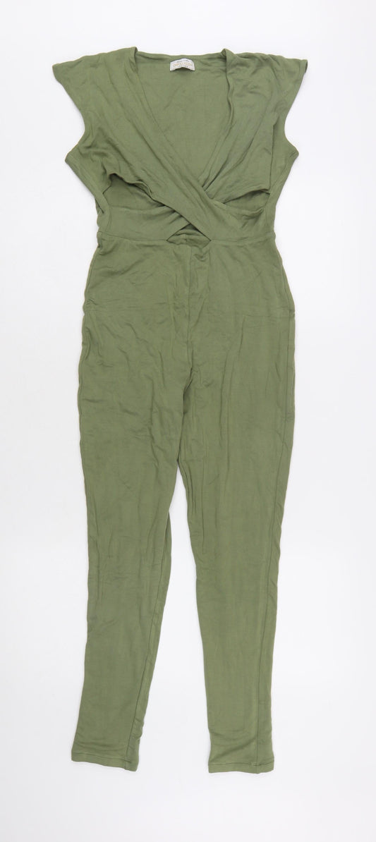 Oh Polly Women’s Green Sleeveless Wrap Slim Jumpsuit Size 12