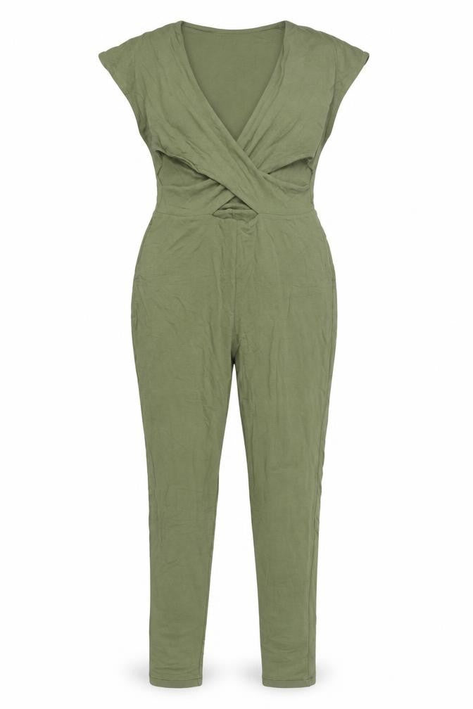 Oh Polly Women’s Green Sleeveless Wrap Slim Jumpsuit Size 12