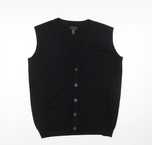 Denver Hayes Men Black Merino Wool Sleeveless Cardigan M