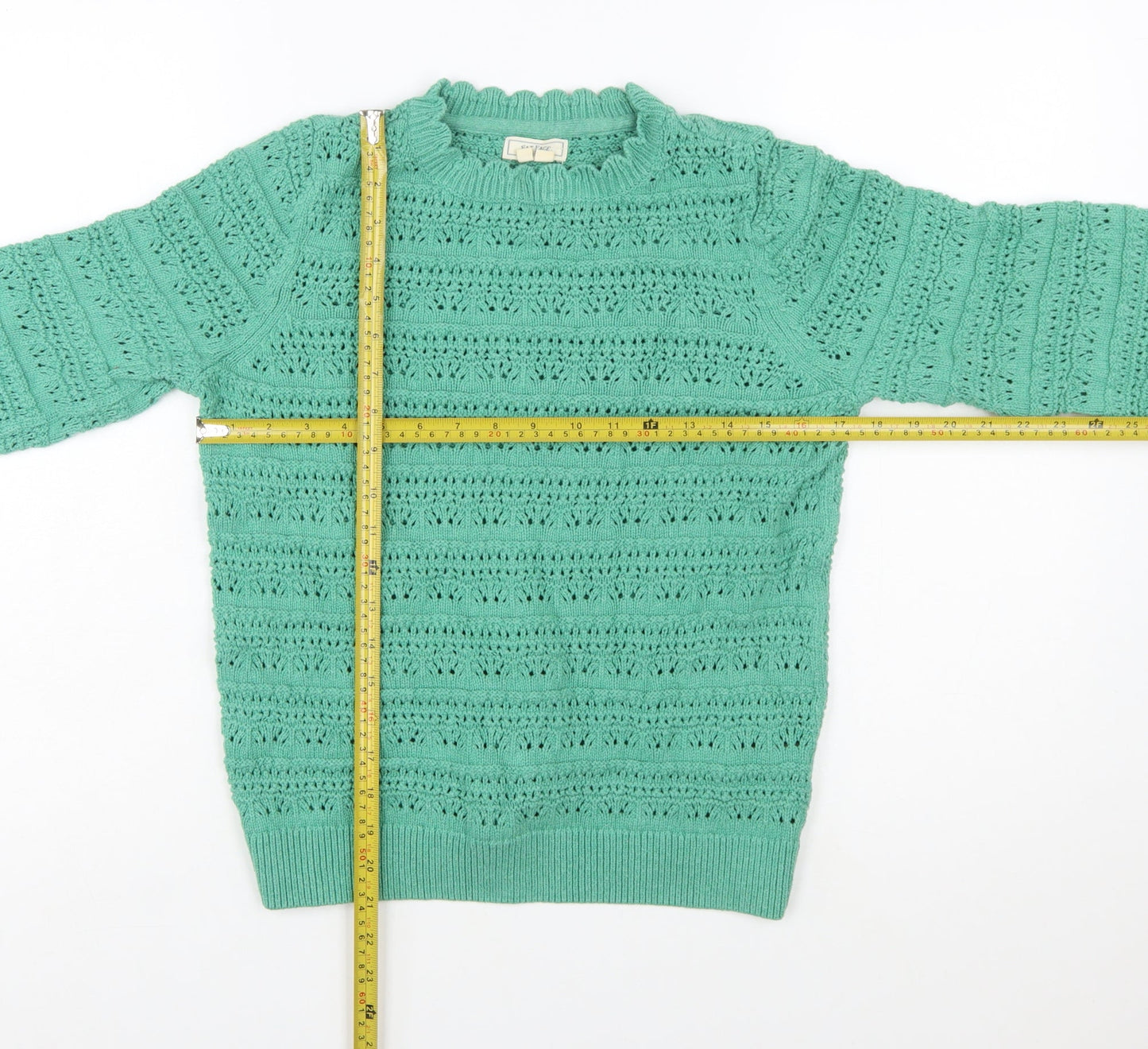 FatFace Womens Green Cotton Knit Crew Neck Jumper UK 10