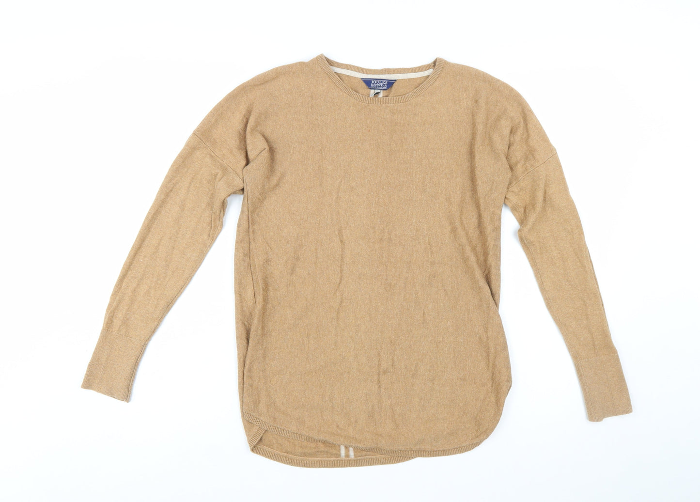 Joules Women’s Beige Crew Neck Cotton Blend Relaxed Jumper Size 10