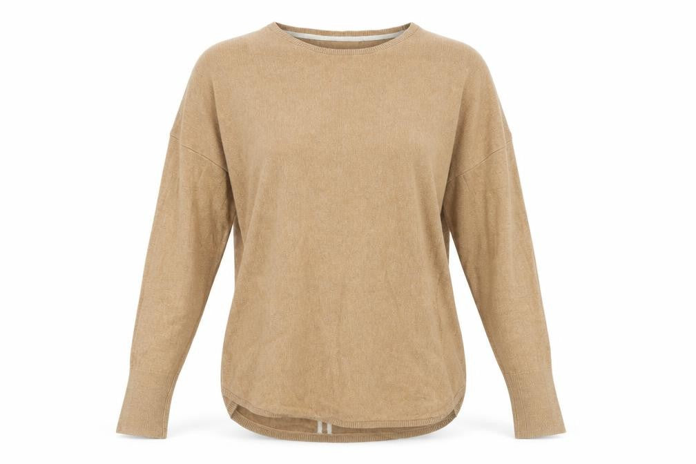 Joules Women’s Beige Crew Neck Cotton Blend Relaxed Jumper Size 10