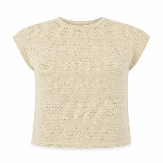 Tu Women Beige Open-Knit Pullover Jumper Size 14