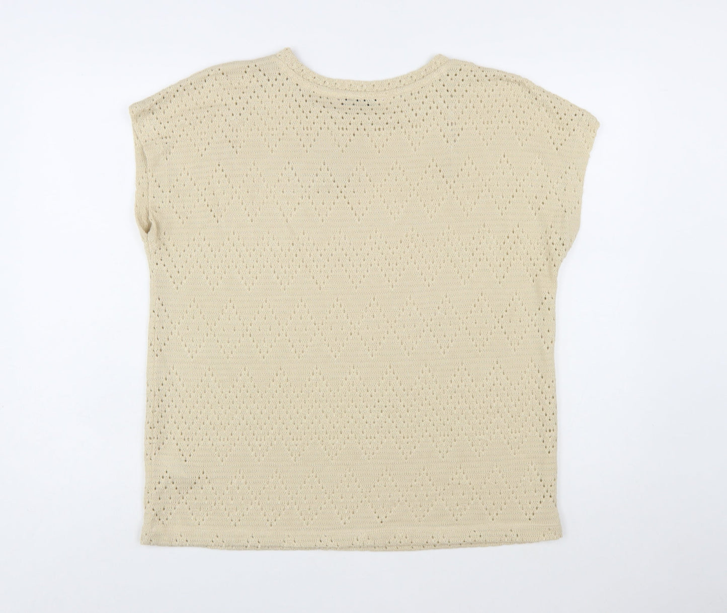 Tu Women Beige Open-Knit Pullover Jumper Size 14