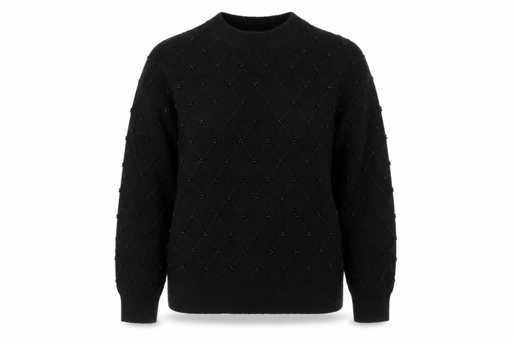 Marks & Spencer Women's Black Beaded Argyle Knit Jumper L