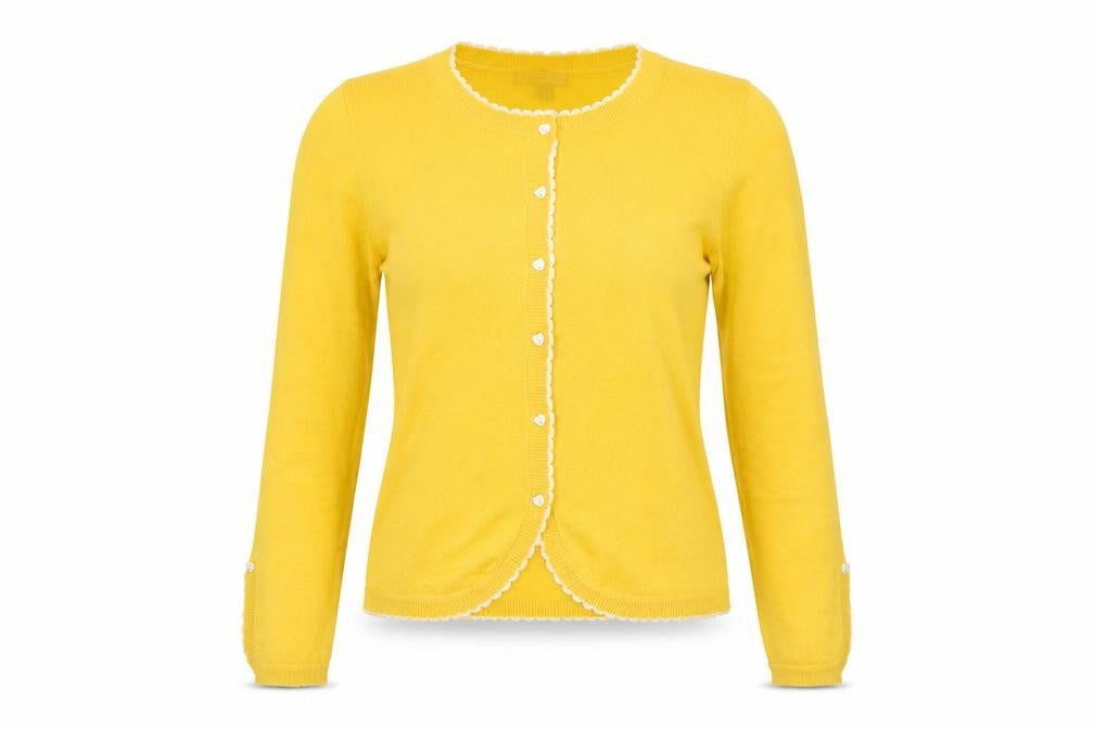 Joe Browns Women's Yellow Cardigan Size 8 Crew Neck Knit Jumper