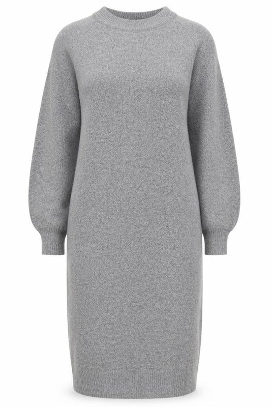 Warehouse Women Grey Wool Blend Long Sleeve Jumper Dress M