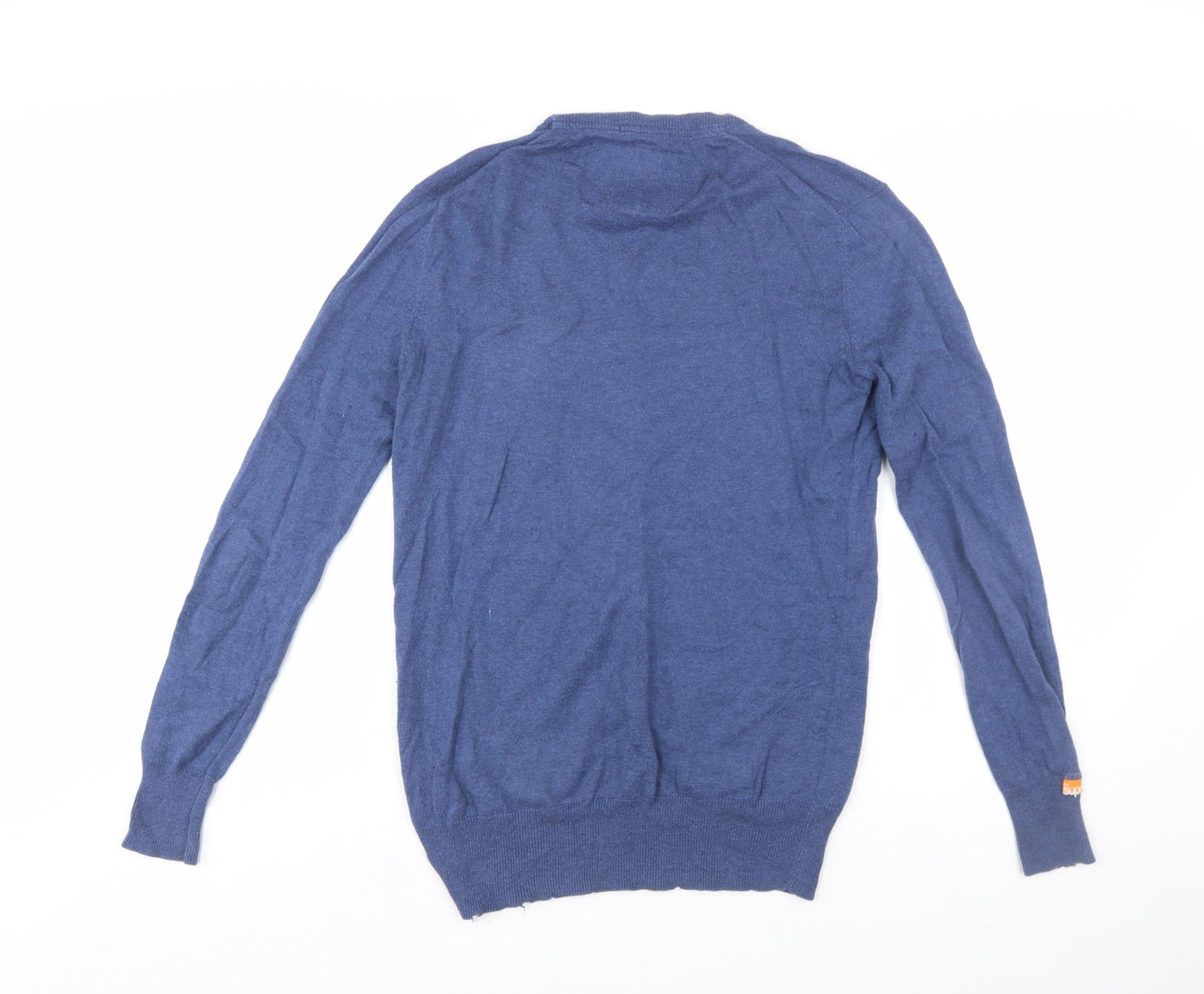 Superdry Men Blue Cashmere Blend Crew Neck Pullover Jumper S
