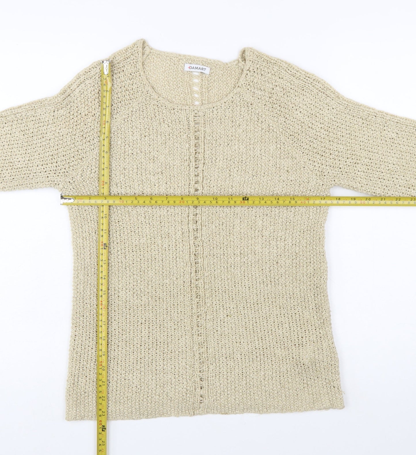 Damart Women Beige Open-Knit Pullover Jumper Size S
