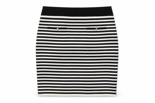 Reiss Women Black Striped Pencil Skirt Size S Stretch Knit