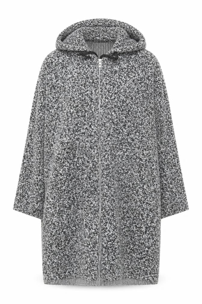 Beloved Woman Grey Hooded Full Zip Cardigan L Soft Knit