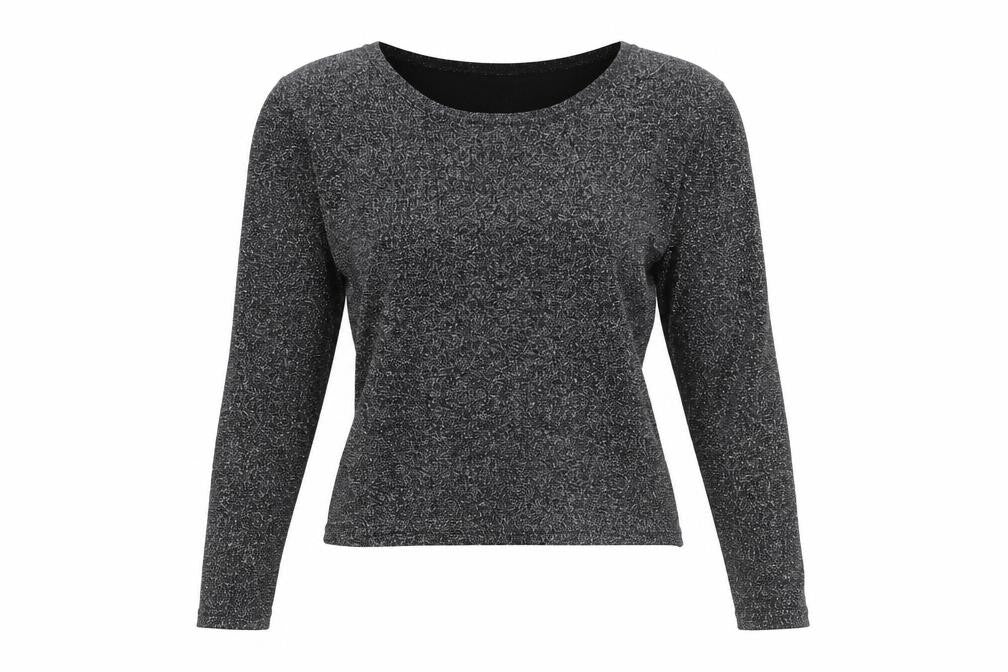 House of Fraser Womens Black Silk Blend Sparkle Long Sleeve Blouse M