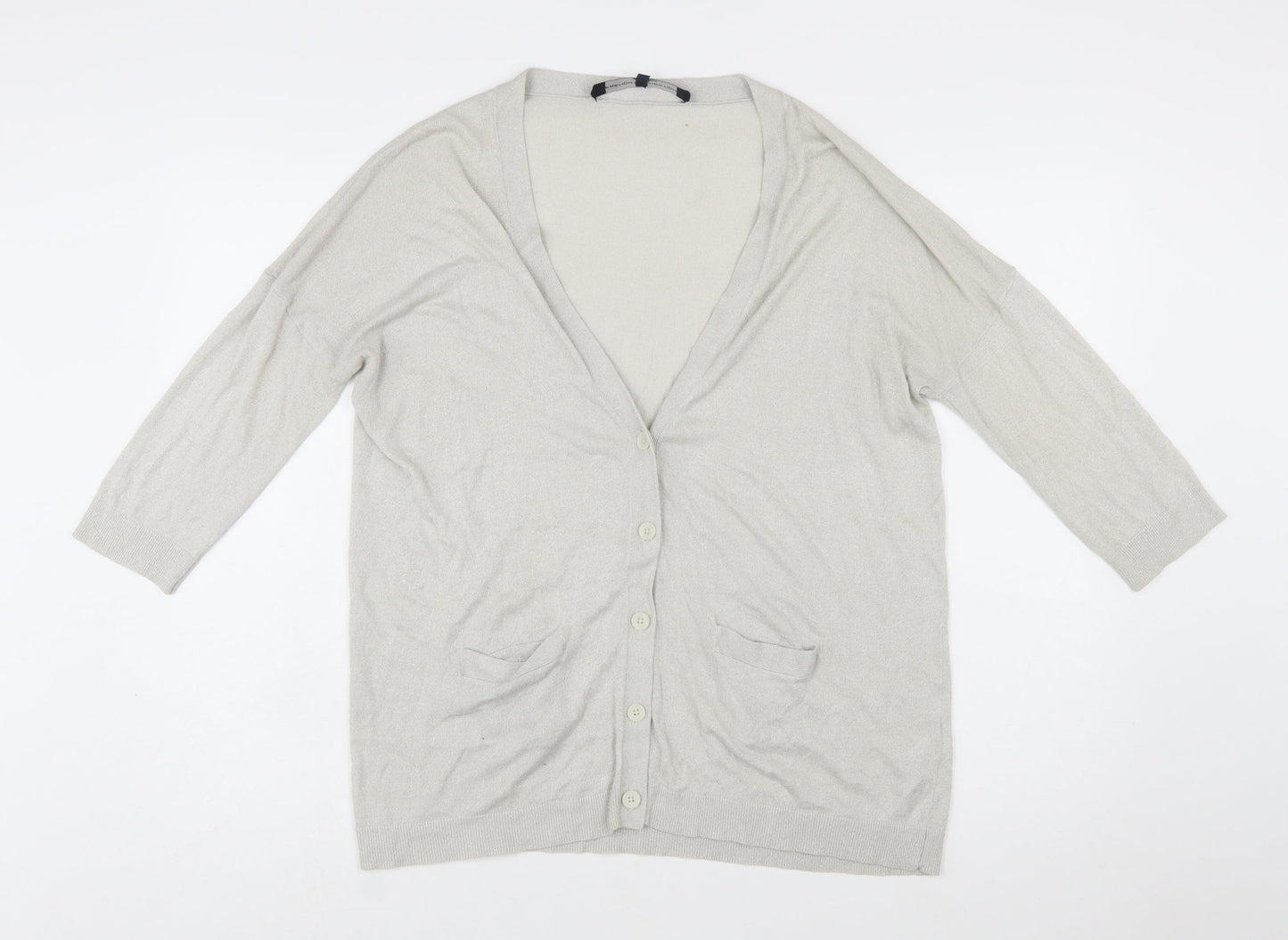 French Connection Women's Beige L Cardigan Knit Viscose Blend