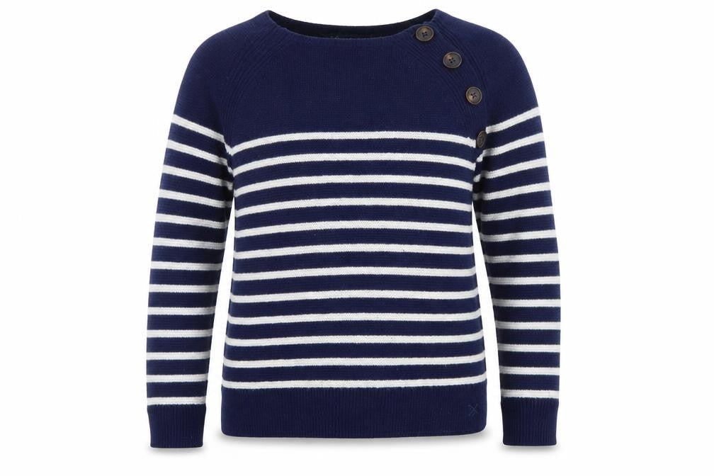 Crew Clothing Womens Blue Striped Merino Wool Jumper Size 12