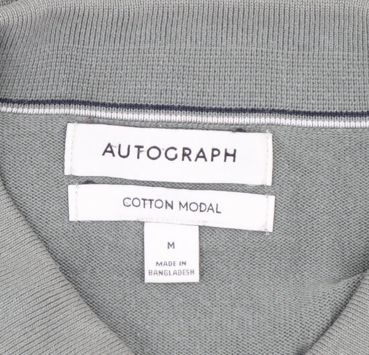 Marks and Spencer Autograph Men's Grey Collared Long Sleeve Pullover Jumper M