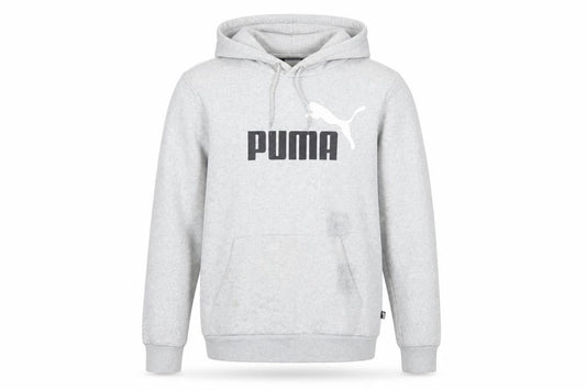 Puma Men's Grey Pullover Hoodie Small Graphic Logo Sweatshirt