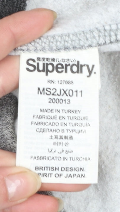 Superdry Men's Grey Pullover Hoodie S Regular Fit Fleece Lined