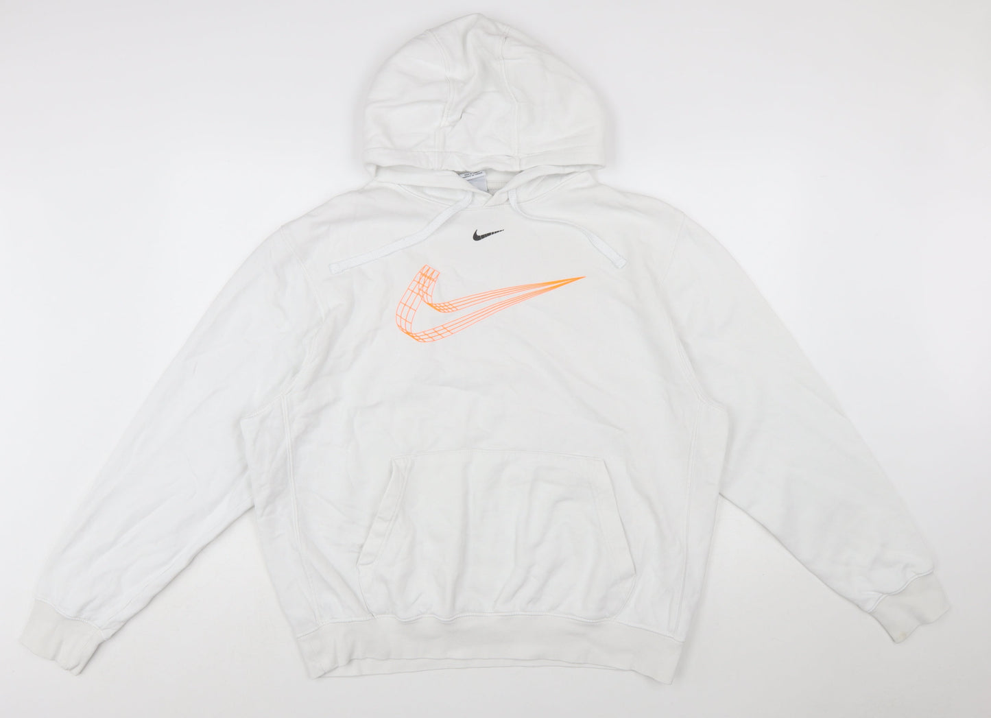Nike Men White Pullover Hoodie L Graphic Logo Sportswear