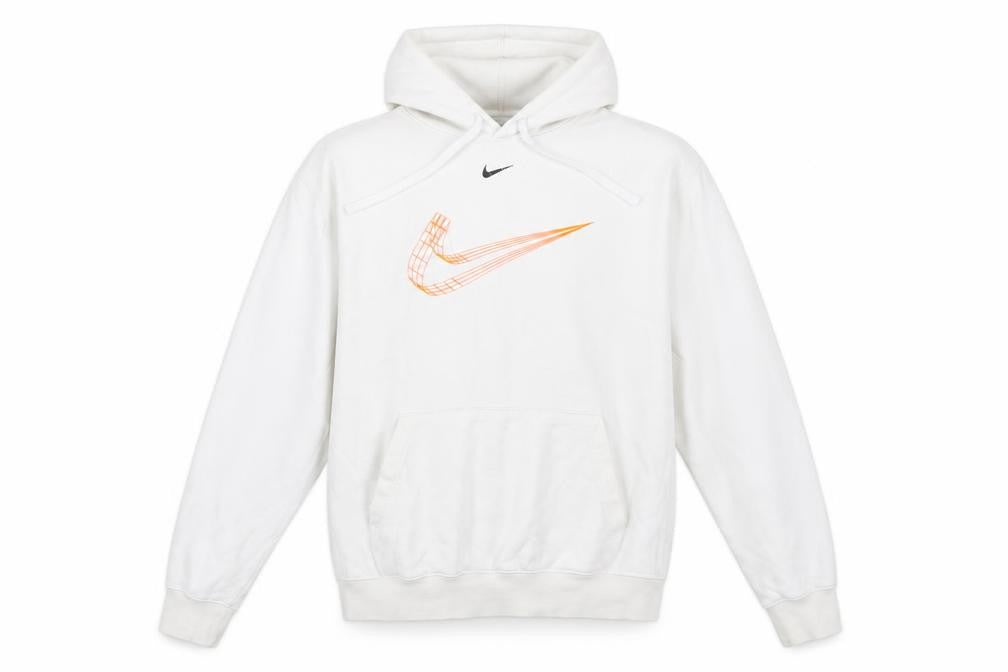 Nike Men White Pullover Hoodie L Graphic Logo Sportswear
