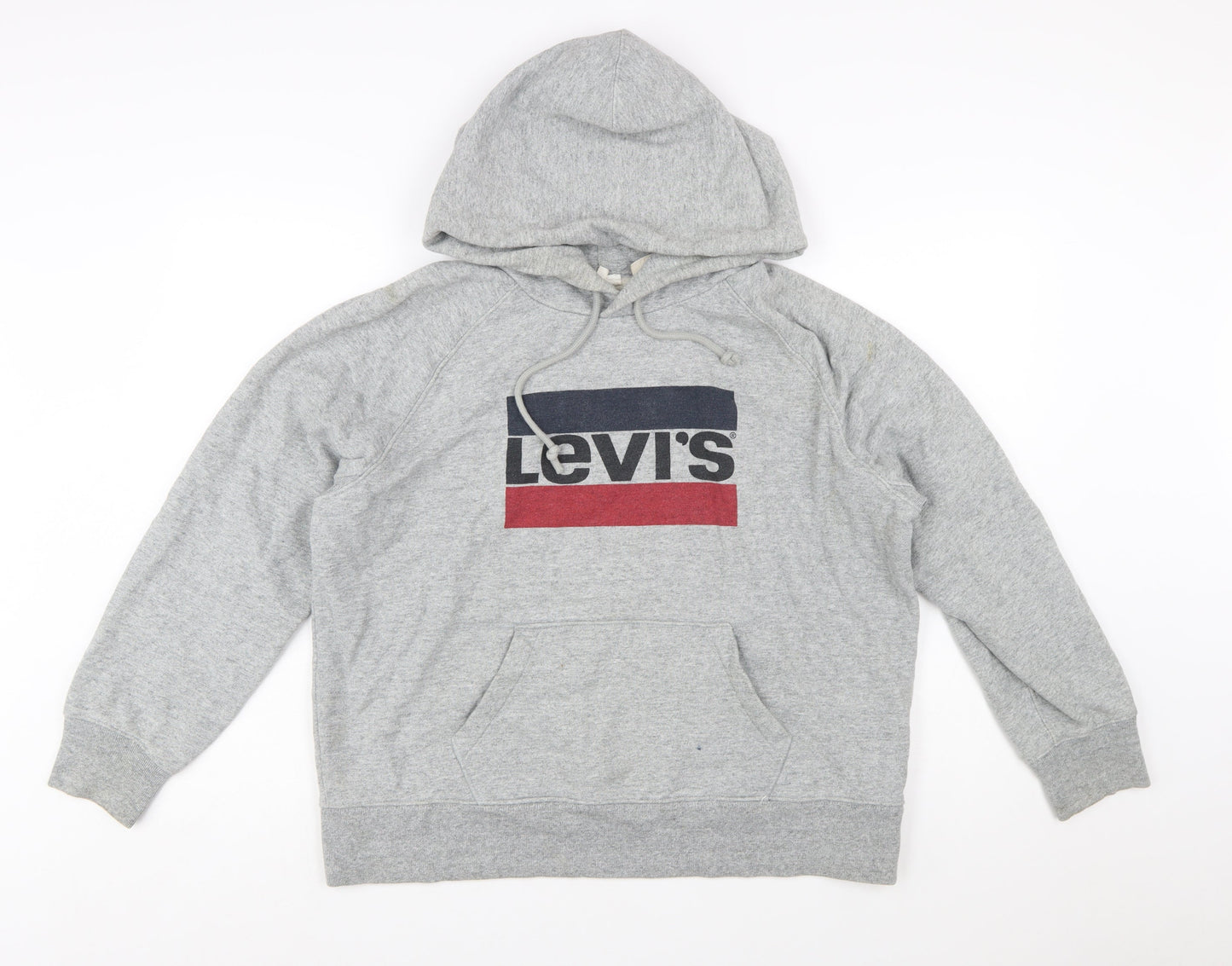 Levi's Mens Grey Pullover Hoodie Size L Graphic Logo Fleece