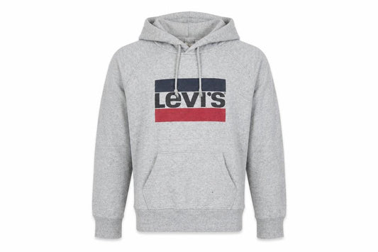 Levi's Mens Grey Pullover Hoodie Size L Graphic Logo Fleece