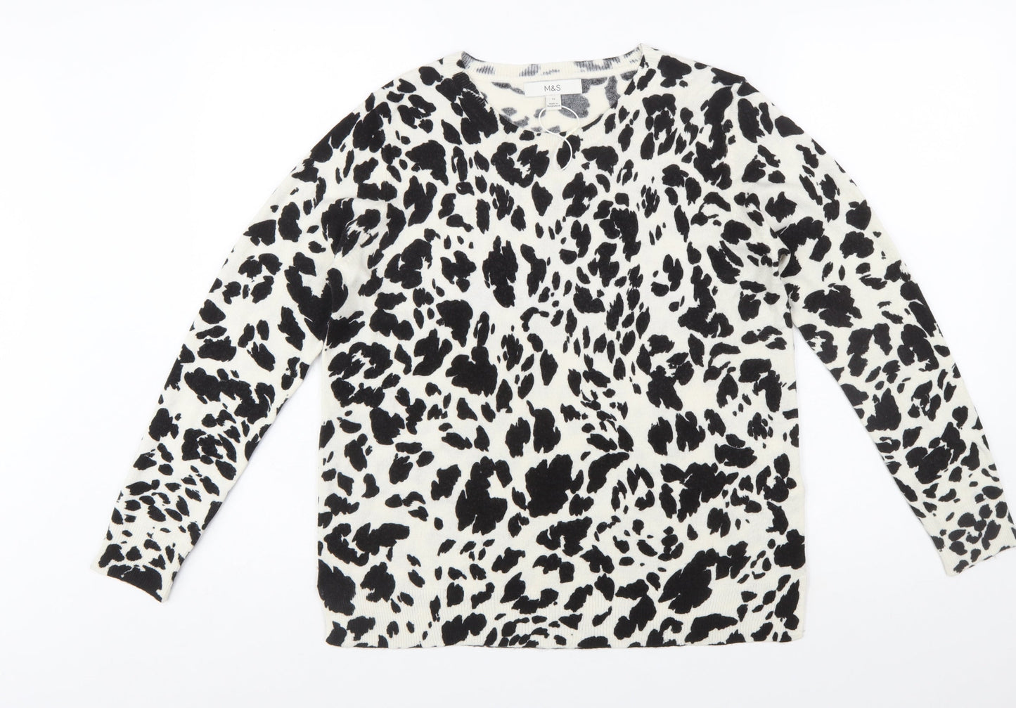 Marks and Spencer Women’s Black Animal Print Jumper Size 12