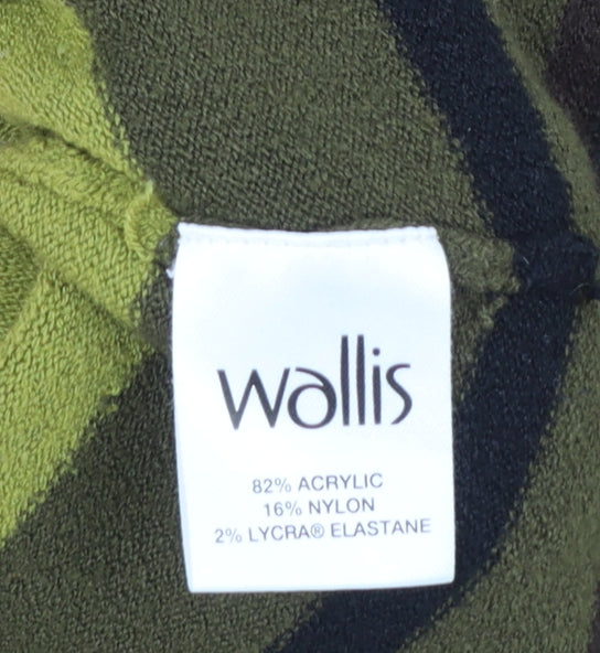 Wallis Women’s Green Striped Mock Neck Short Sleeve Pullover Jumper Size 12