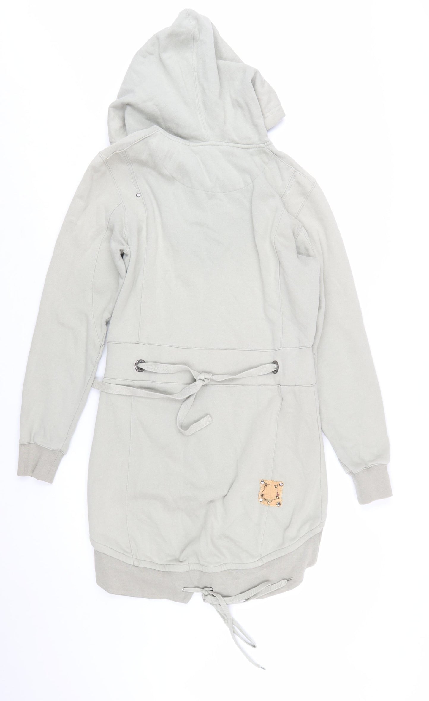 Lambretta Women Grey Full Zip Longline Hoodie Size 10 Cotton