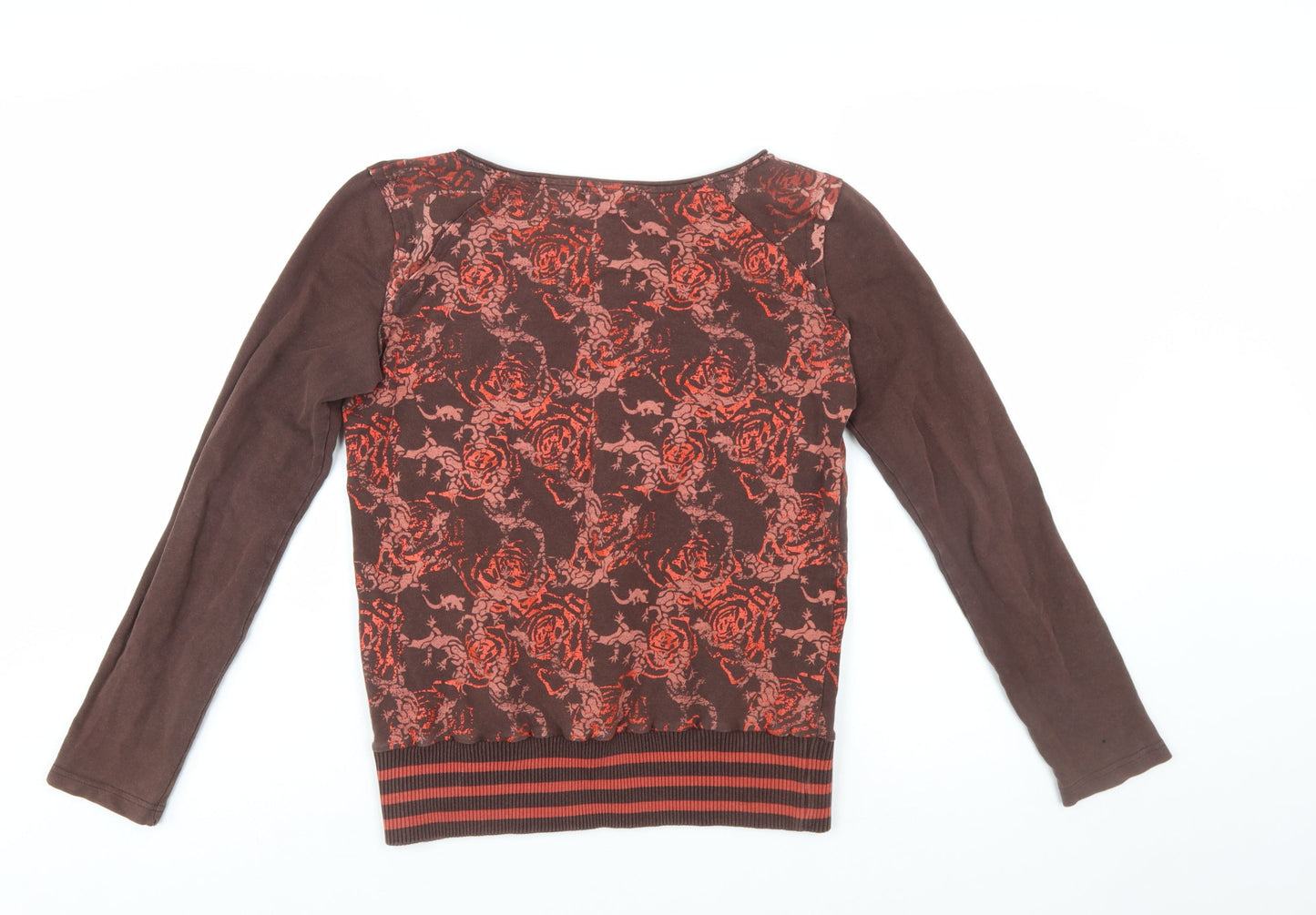 Reserved Womens Brown Floral Long Sleeve Jersey Top Size 10