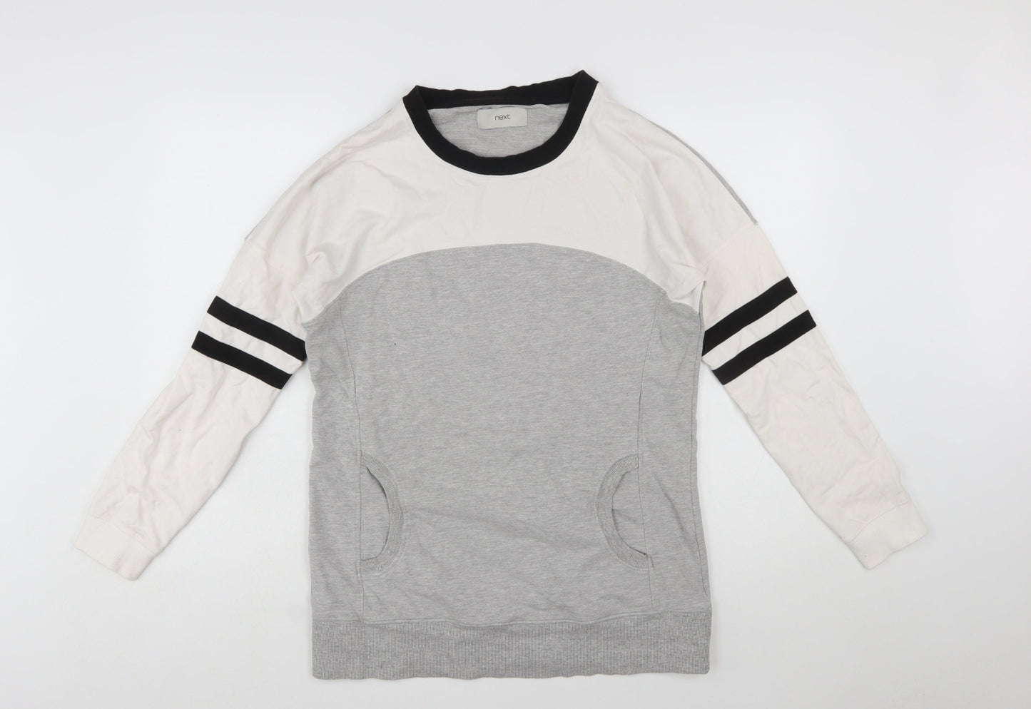 Next Womens Grey Colourblock Long Sleeve Pullover Sweatshirt Size 12