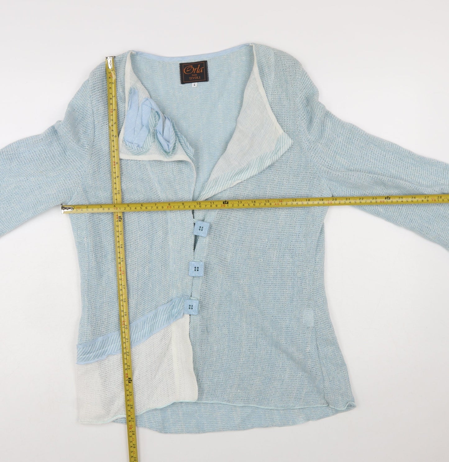 Orla from Tivoli Women Blue L Asymmetric Button Cardigan