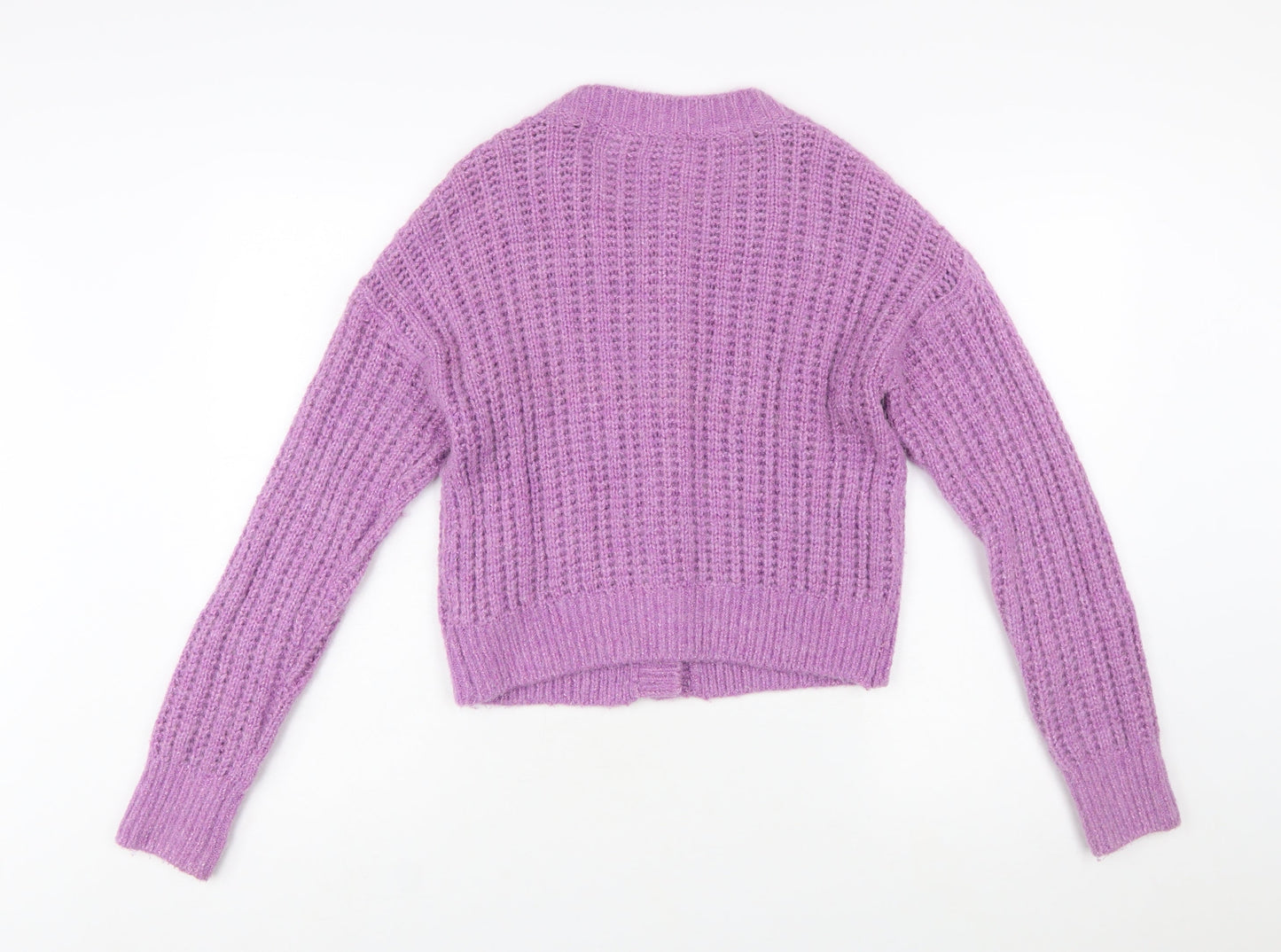 & Other Stories Women Purple Wool Blend Chunky Knit Cardigan S