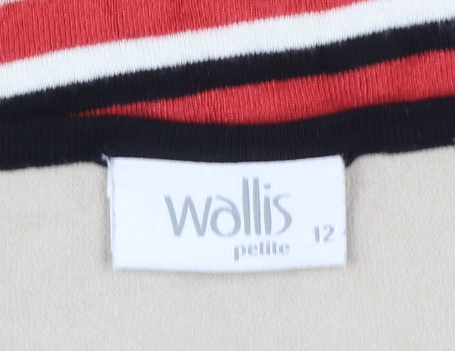 Wallis Women Beige Striped Petite Size 12 Pullover Jumper