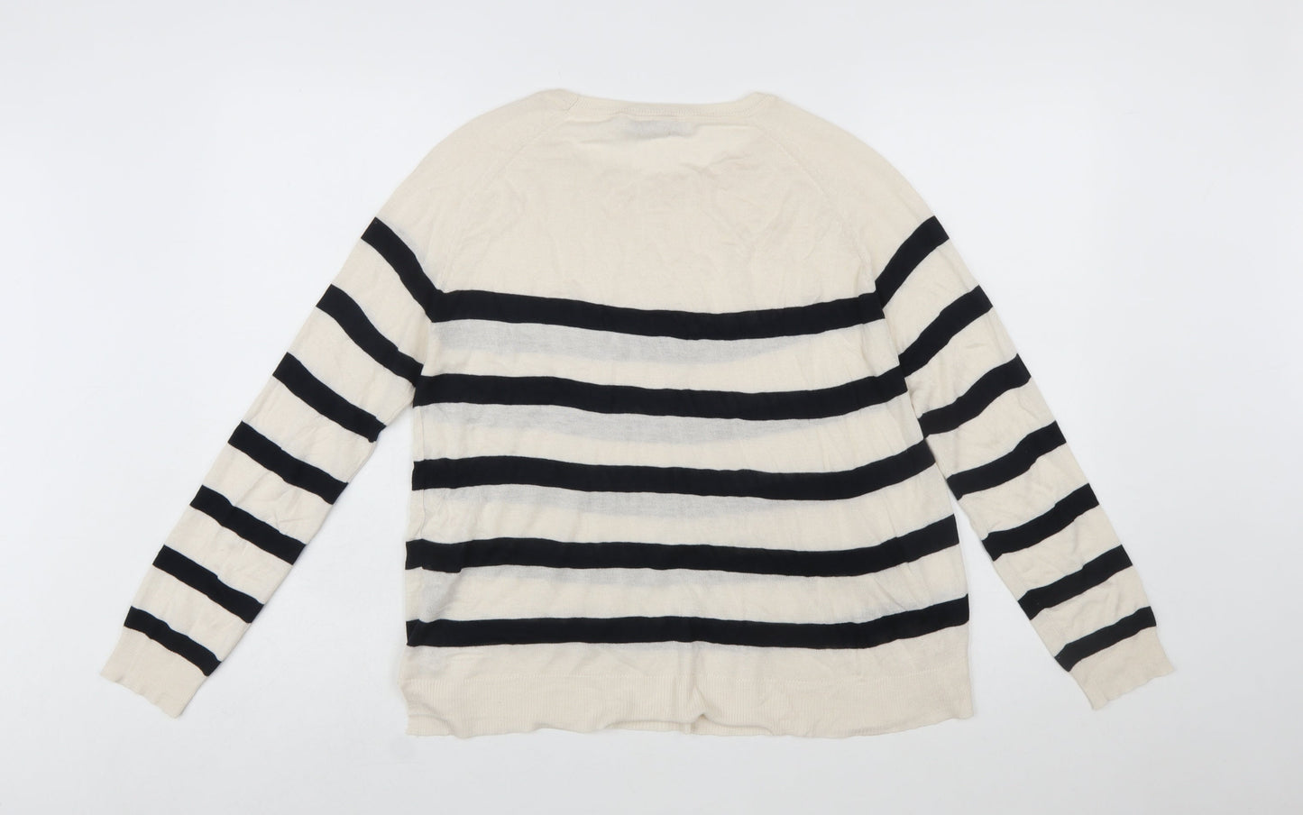 Zara Women Beige Striped Long Sleeve Pullover Jumper Size 12