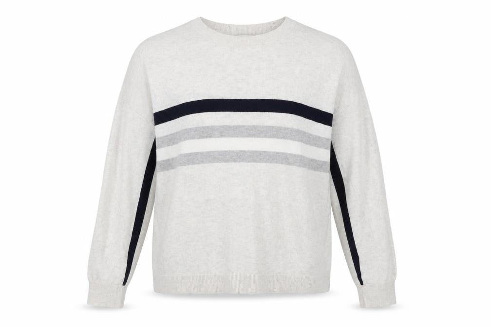 The White Company Women’s Ivory Striped Knit Jumper Size M