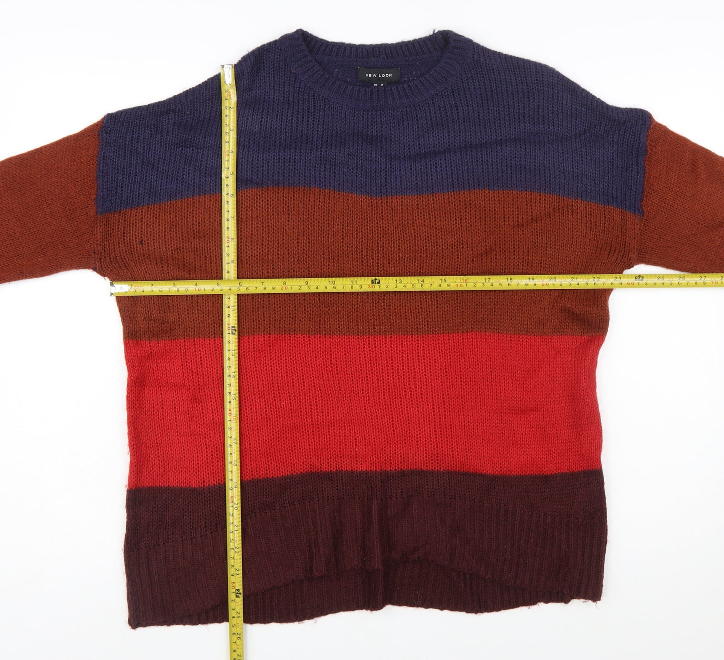 New Look Womens Multicoloured Chunky Knit Striped Pullover Jumper M