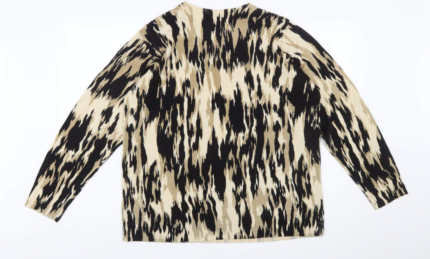 Marks and Spencer Women Beige Animal Print Acrylic Jumper Size 16