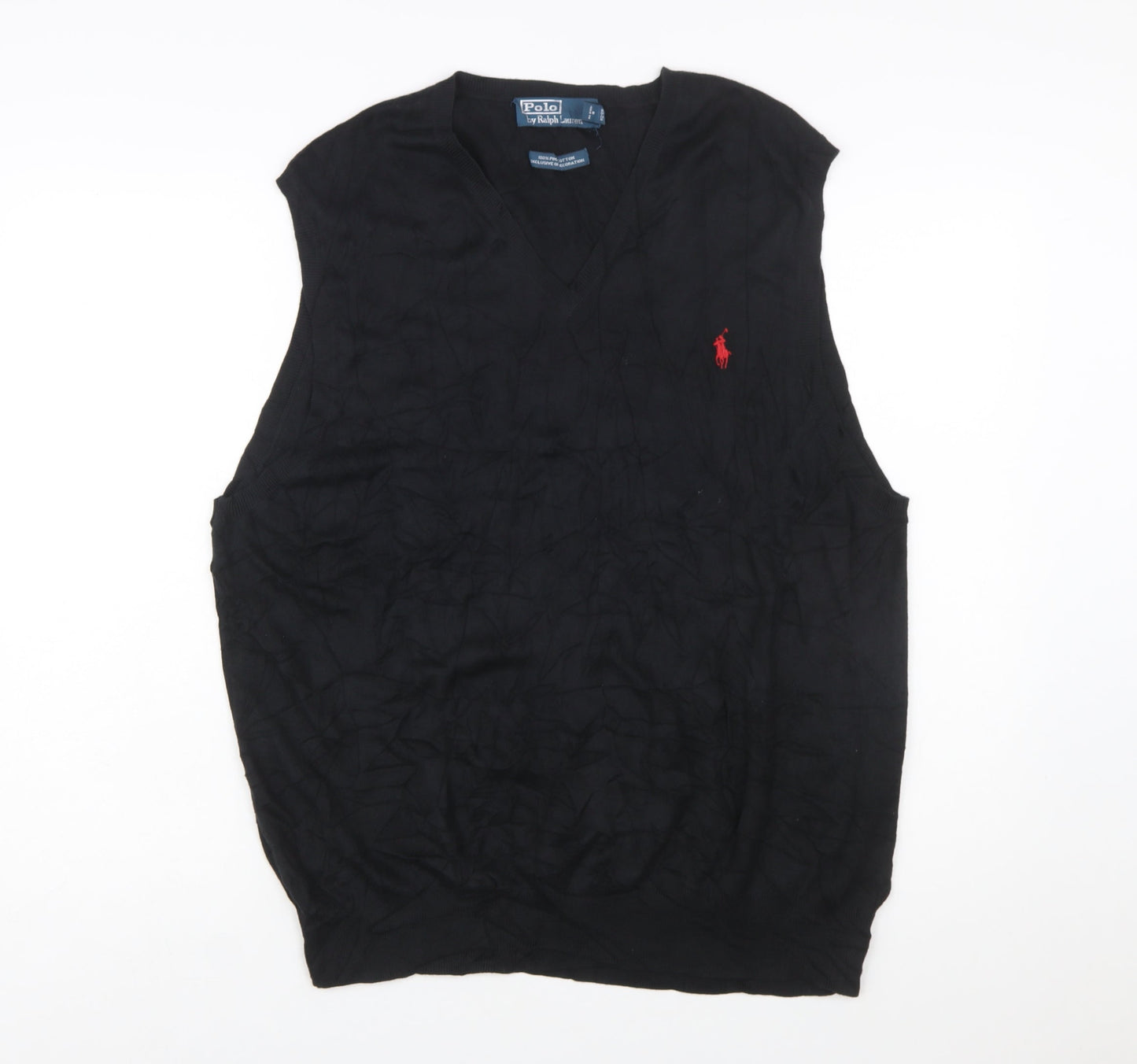 Ralph Lauren Men's Black 2XL Cotton V-Neck Sleeveless Jumper Vest
